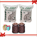 Lot de Deux Litières Eco Litter 10 L & Deux kilos de Croquettes en vrac Pancho