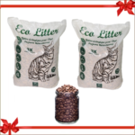 Lot de deux Litière Eco Litter 10 L & Un Kilo de Croquettes en vrac Amity Felin Poulet